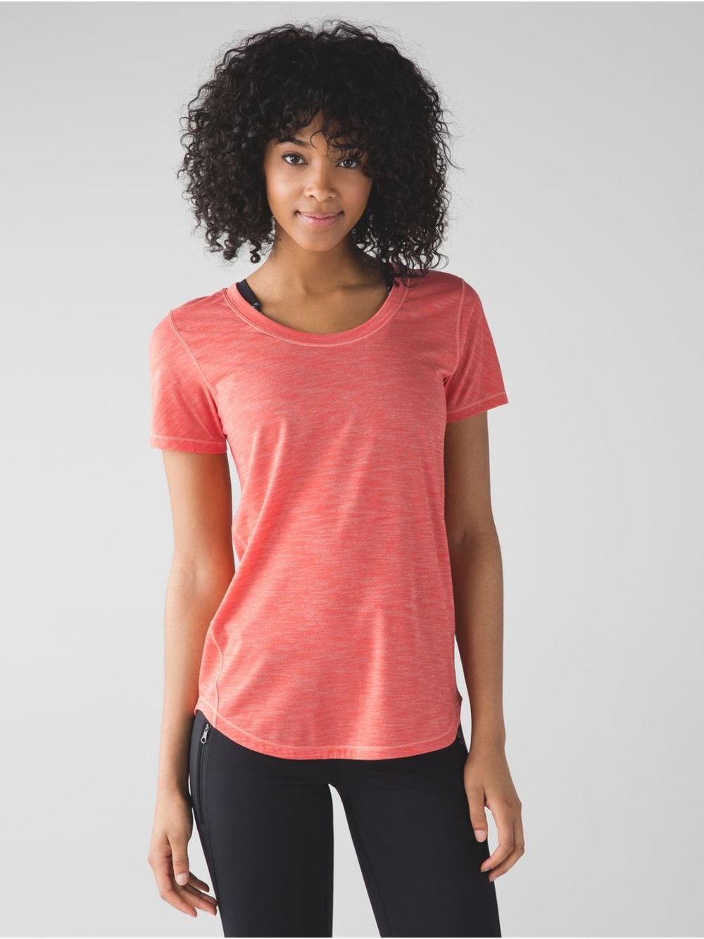 lululemon Intensi-Tee in Heathered Cape Red Short Sleeve Crew Tee